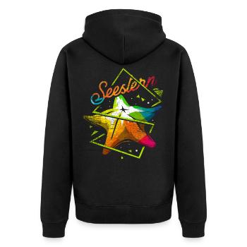 Seestern Polygon Geschenk - Unisex Premium Bio Zip Hoodie - Schwarz - Hinten - Nico (187cm)