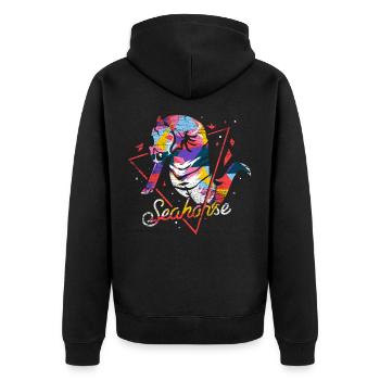 Seahorse polygon gift - Unisex Premium Organic Zip Hoodie - black - Back - Nico (187cm)