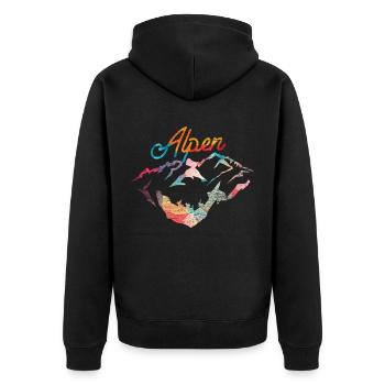Cadeau polygone Alpes - Veste à capuche bio Premium Unisexe - noir - Dos - Nico (187cm)