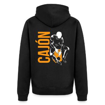 cajón - Unisex Premium Organic Zip Hoodie - black - Back - Nico (187cm)
