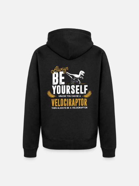 Velociraptor dinosaur - Unisex Premium Organic Zip Hoodie - black