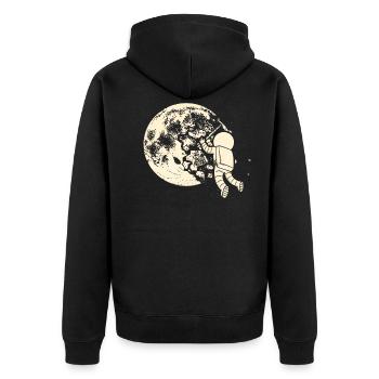 Mond Mondlandung Astronaut Bergbau - Unisex Premium Bio Zip Hoodie - Schwarz - Hinten - Nico (187cm)