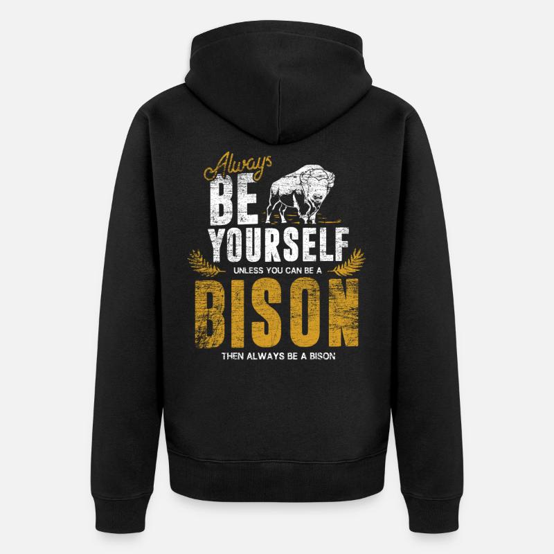 Bison - Unisex Premium Bio Zip Hoodie - Schwarz