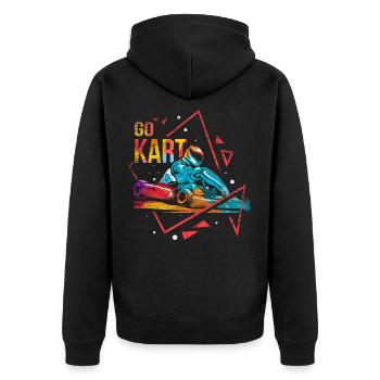 GoKart Polygon - Unisex Premium Bio Zip Hoodie - Schwarz - Hinten - Nico (187cm)