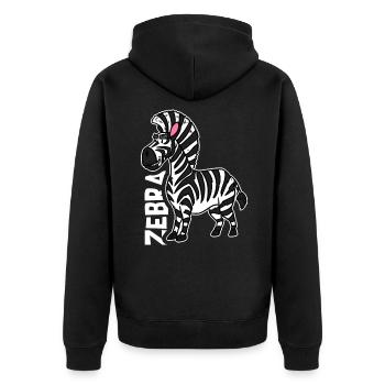 Zebra - Unisex Premium Bio Zip Hoodie - Schwarz - Hinten - Nico (187cm)