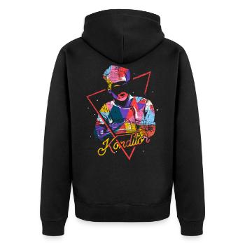 Konditor - Unisex Premium Bio Zip Hoodie - Schwarz - Hinten - Nico (187cm)
