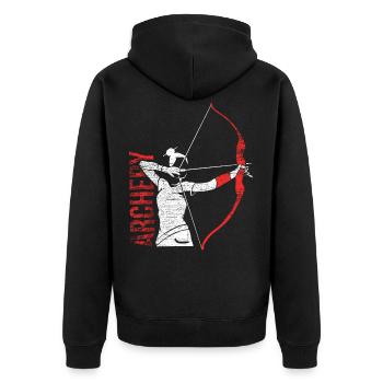 archery - Unisex Premium Organic Zip Hoodie - black - Back - Nico (187cm)