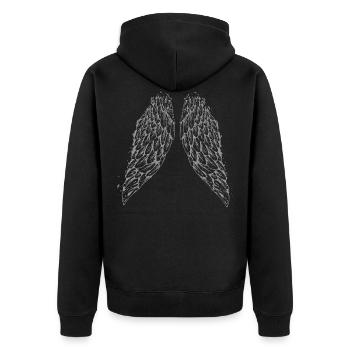Mercenary Couleur - Ailes - Angel Wings - Veste à capuche bio Premium Unisexe - noir - Dos - Nico (187cm)