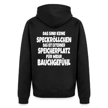 Lustiger Humor Spruch für Mollige Mollig dicke - Unisex Premium Bio Zip Hoodie - Schwarz - Hinten - Nico (187cm)