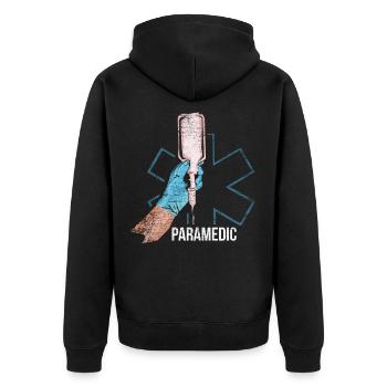 paramedic - Unisex Premium Organic Zip Hoodie - black - Back - Nico (187cm)
