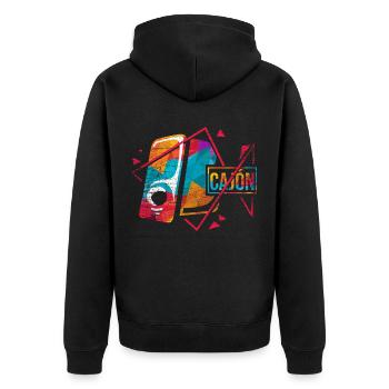 cajón - Unisex Premium Organic Zip Hoodie - black - Back - Nico (187cm)