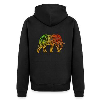 Schöner Mandala Elefant Afrika - Unisex Premium Bio Zip Hoodie - Schwarz - Hinten - Nico (187cm)