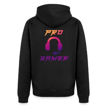 Pro Gamer Gaming Headset Gamer - Unisex Premium Bio Zip Hoodie - Schwarz - Hinten - Nico (187cm)