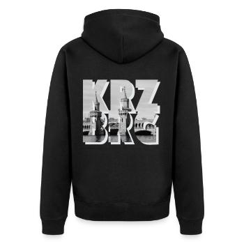 Kreuzberg - Unisex Premium Bio Zip Hoodie - Schwarz - Hinten - Nico (187cm)