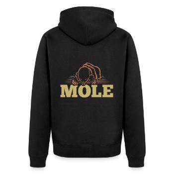Maulwurf - Unisex Premium Bio Zip Hoodie - Schwarz - Hinten - Nico (187cm)