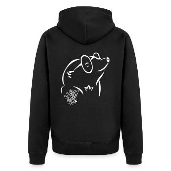 Maulwurf - Unisex Premium Bio Zip Hoodie - Schwarz - Hinten - Nico (187cm)