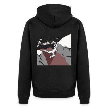 Bouldern - Unisex Premium Bio Zip Hoodie - Schwarz - Hinten - Nico (187cm)