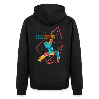 Bouldern - Unisex Premium Bio Zip Hoodie - Schwarz - Hinten - Nico (187cm)