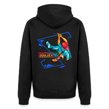 Bouldern - Unisex Premium Bio Zip Hoodie - Schwarz - Hinten - Nico (187cm)