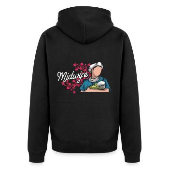 Hebamme Geschenk - Unisex Premium Bio Zip Hoodie - Schwarz - Hinten - Nico (187cm)