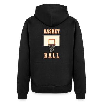 Basketballkorb Korb Basketball Sport - Unisex Premium Bio Zip Hoodie - Schwarz - Hinten - Nico (187cm)