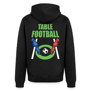 table football - Unisex Premium Organic Zip Hoodie - black - Back - Nico (187cm)