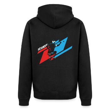 Pétanque - Unisex Premium Bio Zip Hoodie - Schwarz - Hinten - Nico (187cm)