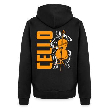 Cello - Unisex Premium Bio Zip Hoodie - Schwarz - Hinten - Nico (187cm)