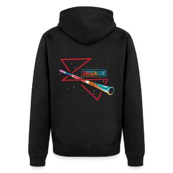 Didgeridoo - Unisex Premium Bio Zip Hoodie - Schwarz - Hinten - Nico (187cm)