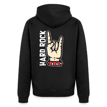 Hardrock - Unisex Premium Bio Zip Hoodie - Schwarz - Hinten - Nico (187cm)
