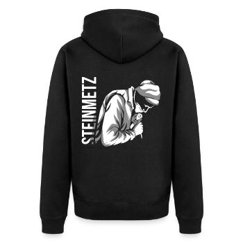 stonemason - Unisex Premium Organic Zip Hoodie - black - Back - Nico (187cm)