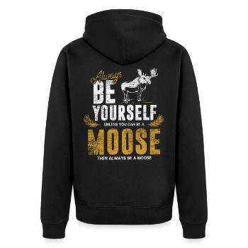 Moose gift - Unisex Premium Organic Zip Hoodie - black - Back - Nico (187cm)
