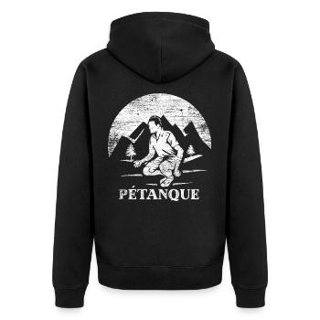 Pétanque - Unisex Premium Bio Zip Hoodie - Schwarz - Hinten - Nico (187cm)