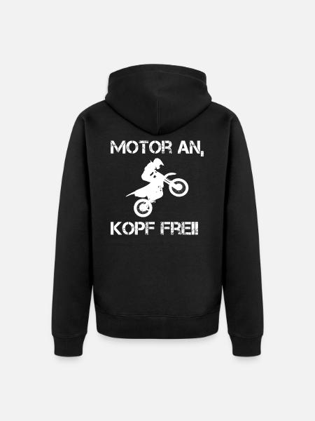 Motor an Kopf frei - Unisex Premium Bio Zip Hoodie - Schwarz