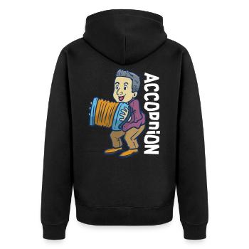 Akkordeon Geschenk - Unisex Premium Bio Zip Hoodie - Schwarz - Hinten - Nico (187cm)