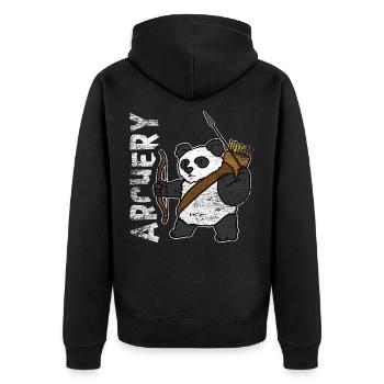 Panda Bogenschießen Geschenk - Unisex Premium Bio Zip Hoodie - Schwarz - Hinten - Nico (187cm)