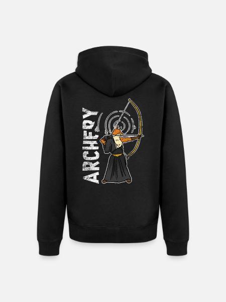 Bogenschießen Fuchs Geschenk - Unisex Premium Bio Zip Hoodie - Schwarz