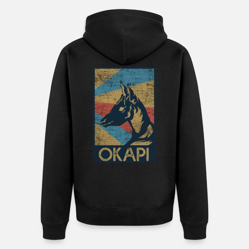 Okapi Geschenk - Unisex Premium Bio Zip Hoodie - Schwarz