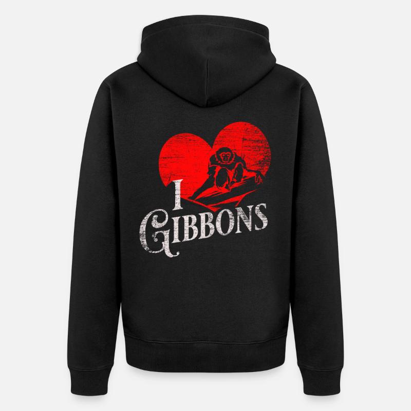 Cadeau Gibbon - Veste à capuche bio Premium Unisexe - noir