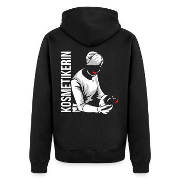 Kosmetikerin - Unisex Premium Bio Zip Hoodie - Schwarz - Hinten - Nico (187cm)