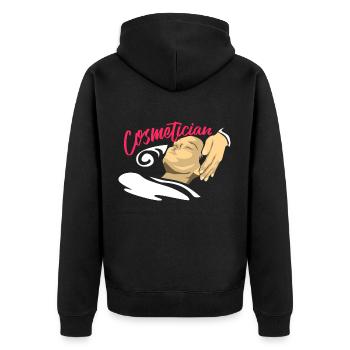 Cosmetician - Unisex Premium Bio Zip Hoodie - Schwarz - Hinten - Nico (187cm)