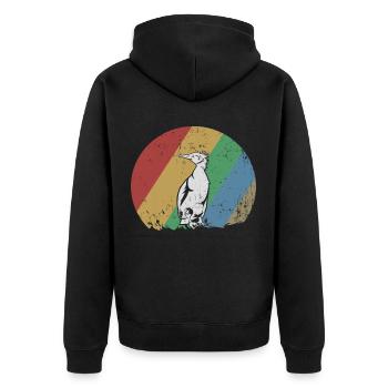 Kormoran Geschenk - Unisex Premium Bio Zip Hoodie - Schwarz - Hinten - Nico (187cm)