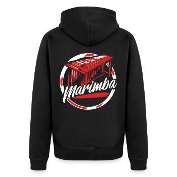 Marimba - Unisex Premium Bio Zip Hoodie - Schwarz - Hinten - Nico (187cm)
