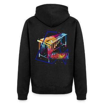 Marimba Polygon - Unisex Premium Bio Zip Hoodie - Schwarz - Hinten - Nico (187cm)