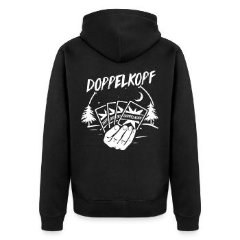 Doppelkopf Geschenk - Unisex Premium Bio Zip Hoodie - Schwarz - Hinten - Nico (187cm)