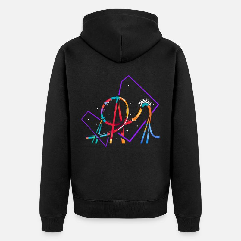Roller coaster polygon - Unisex Premium Organic Zip Hoodie - black