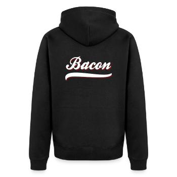 Bacon Schinken Speck - Unisex Premium Bio Zip Hoodie - Schwarz - Hinten - Nico (187cm)