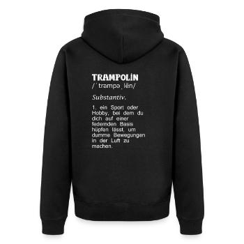 Trampolin - Unisex Premium Bio Zip Hoodie - Schwarz - Hinten - Nico (187cm)