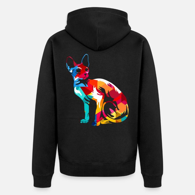 Chat Sphynx - Veste à capuche bio Premium Unisexe - noir