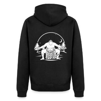 Sumo - Unisex Premium Bio Zip Hoodie - Schwarz - Hinten - Nico (187cm)